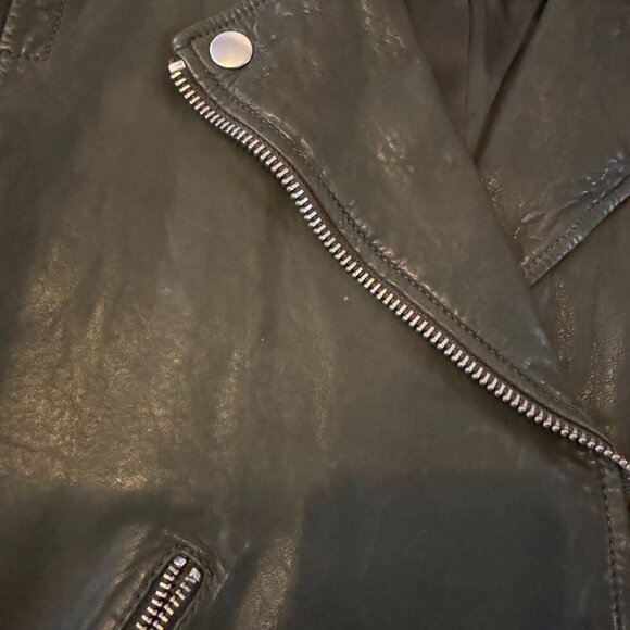 Madewell Washed Leather Motorcycle Jacket Dark Forest L - Picture 12 of 14